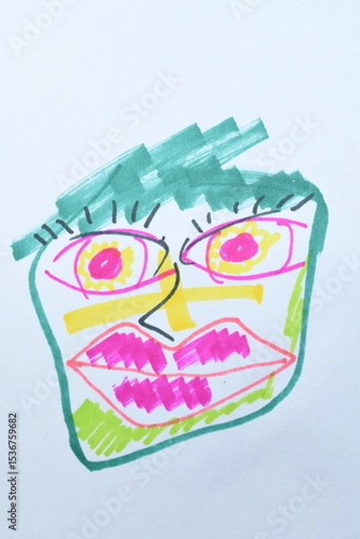 Fototapeta Colorful Abstract Face Drawing