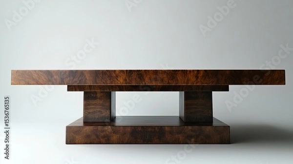 Fototapeta Rectangular wooden coffee table with a modern design and warm tone