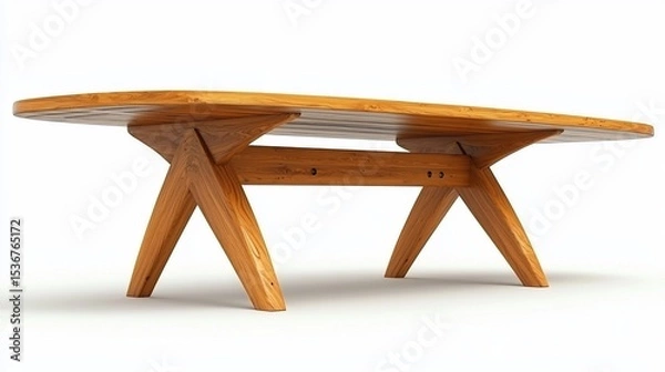 Fototapeta Modern, wooden coffee table with unique angled legs