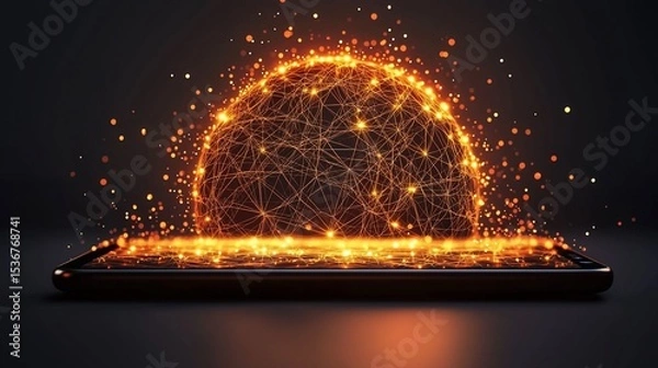 Fototapeta Global network emerging from a phone