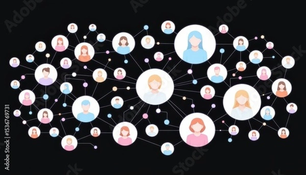 Fototapeta Interconnected People Network Graphic Depicting Social Connections and Community Interaction