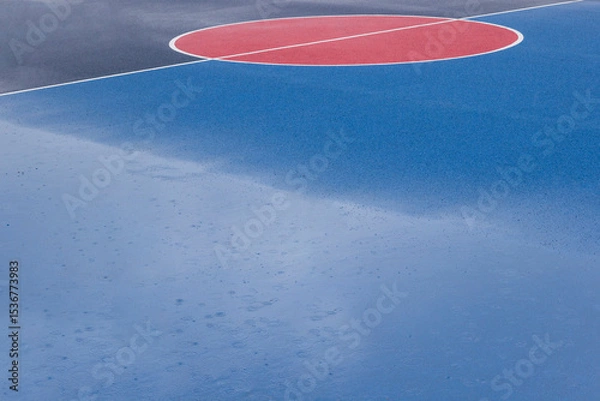 Fototapeta Basketball court field after rain. Abstract background. Part of the frame