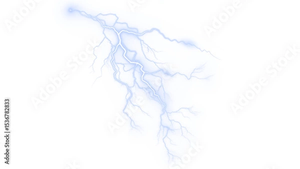 Fototapeta Overlay of electricity, blue tones, striking lightning, flash,  glow lightning in a dramatic thunderstorm scene. A powerful, light, blue and stormy PNG visual, perfect for weather themes. PNG format