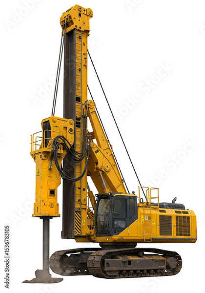 Obraz Powerful Yellow Drilling Rig in Operation