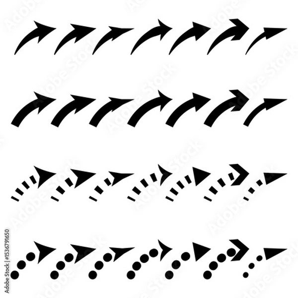 Obraz Curved arrow icons set. Vector icons for infographics, presentations or navigation elements