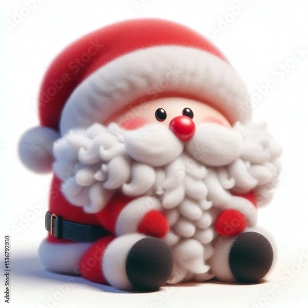 Obraz 3D realistic adorable fluffy funny Santa claus expression on a white background