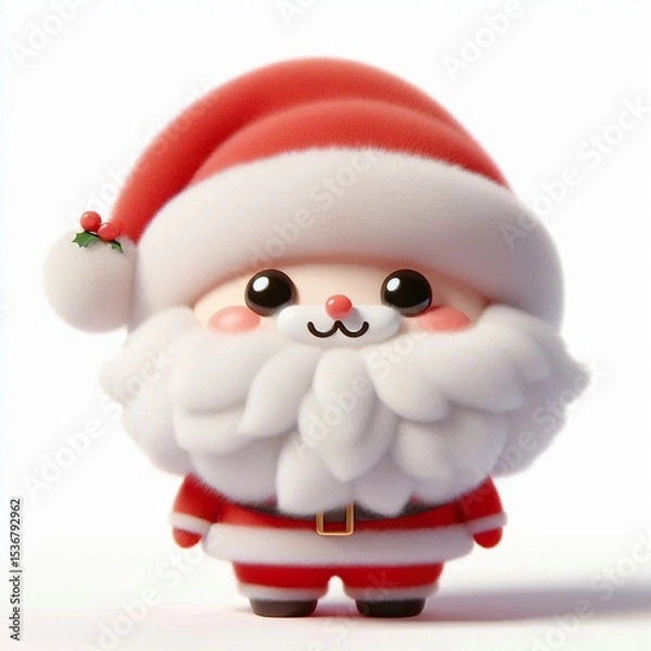 Obraz 3D realistic adorable fluffy funny Santa claus expression on a white background