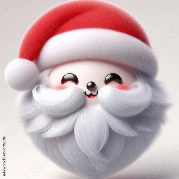Obraz 3D realistic adorable fluffy funny Santa claus expression on a white background