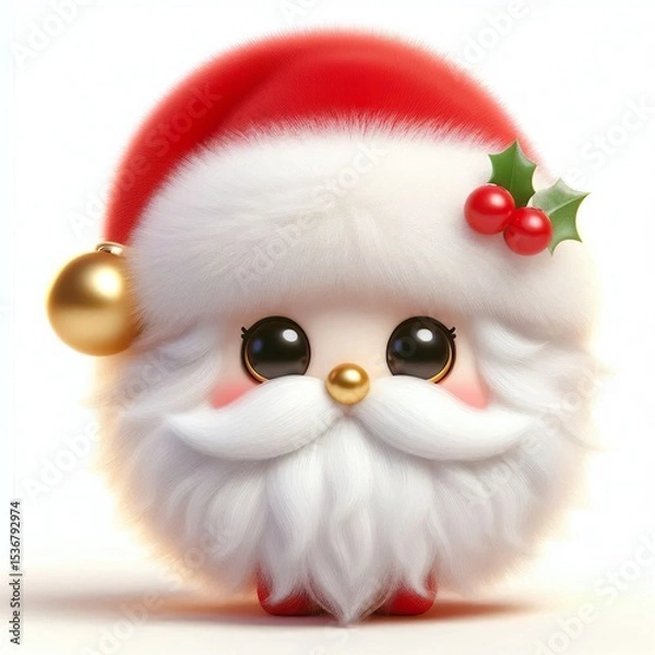 Obraz 3D realistic adorable fluffy funny Santa claus expression on a white background