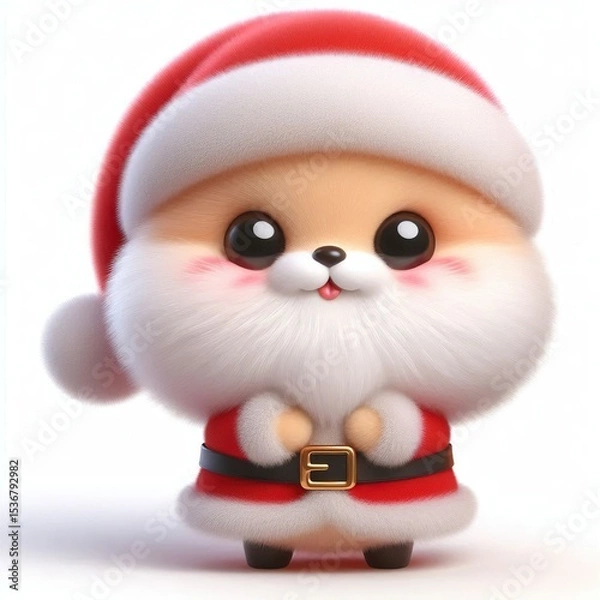 Obraz 3D realistic adorable fluffy funny Santa claus expression on a white background