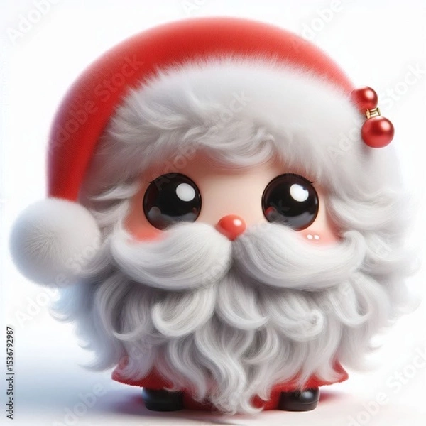 Obraz 3D realistic adorable fluffy funny Santa claus expression on a white background