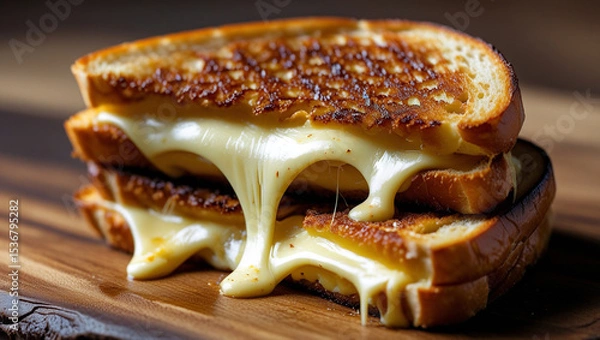 Obraz Crispy Grilled Cheese Stack with Melty Cheese Layers

