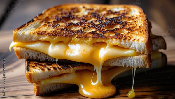 Obraz Closeup of Grilled Cheese Sandwich with Oozing Cheese

