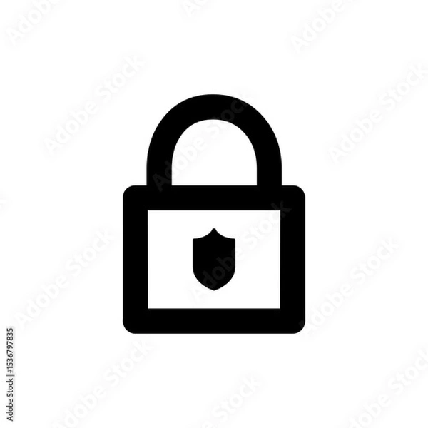 Obraz Lock with shield black vector icon