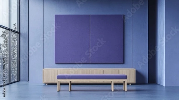 Obraz Modern mauve room with art and bench
