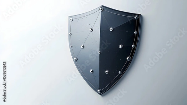 Fototapeta Cyber security safety shield in minimalistic style. 3d vector illustration. white background