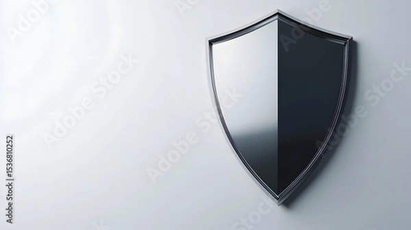 Fototapeta Cyber security safety shield in minimalistic style. 3d vector illustration. white background