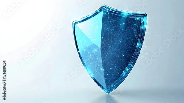 Fototapeta Cyber security safety shield in minimalistic style. 3d vector illustration. white background