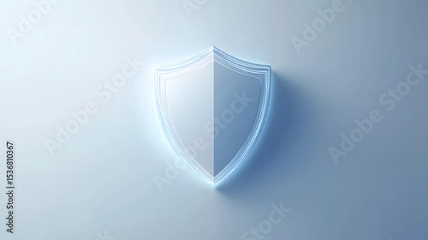 Fototapeta Cyber security safety shield in minimalistic style. 3d vector illustration. white background