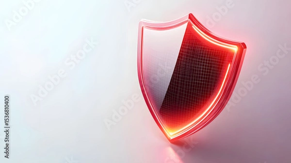 Fototapeta Cyber security safety shield in minimalistic style. 3d vector illustration. white background