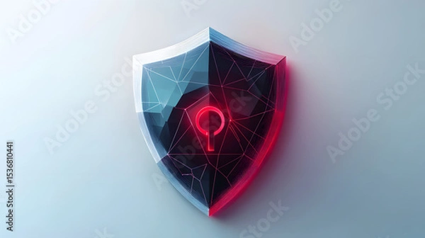 Fototapeta Cyber security safety shield in minimalistic style. 3d vector illustration. white background
