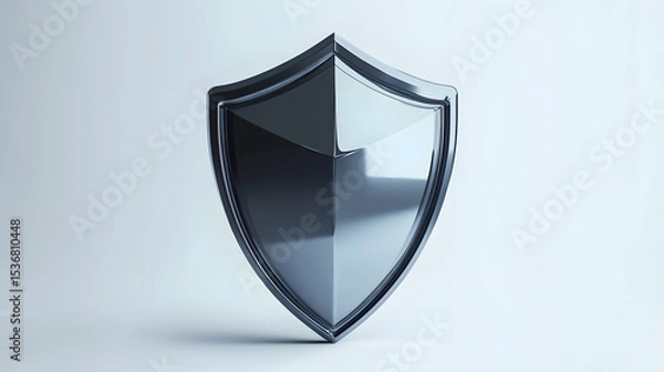 Fototapeta Cyber security safety shield in minimalistic style. 3d vector illustration. white background