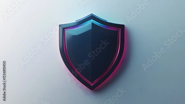 Fototapeta Cyber security safety shield in minimalistic style. 3d vector illustration. white background