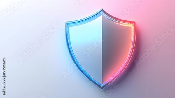 Fototapeta Cyber security safety shield in minimalistic style. 3d vector illustration. white background
