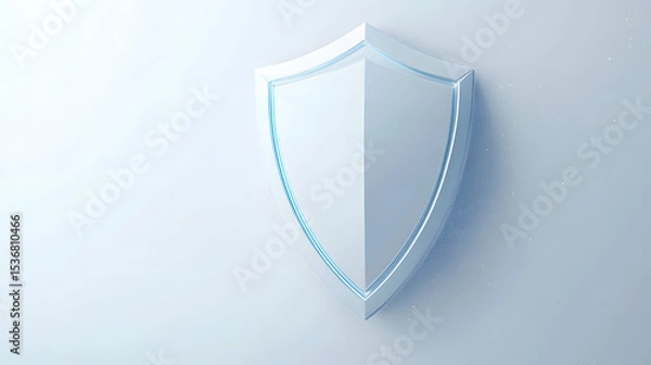 Fototapeta Cyber security safety shield in minimalistic style. 3d vector illustration. white background
