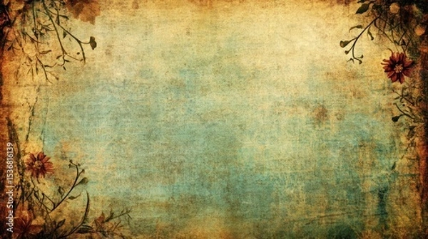 Obraz Aged paper background with floral design.
