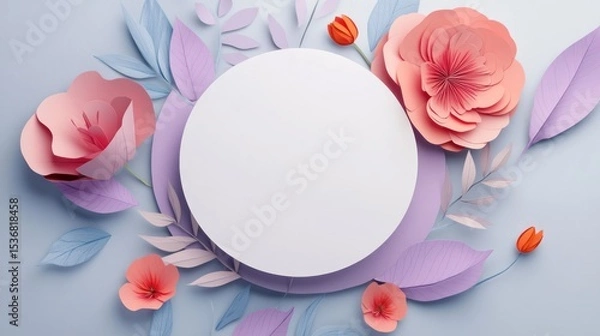 Obraz Floral arrangement with a blank, circular space.