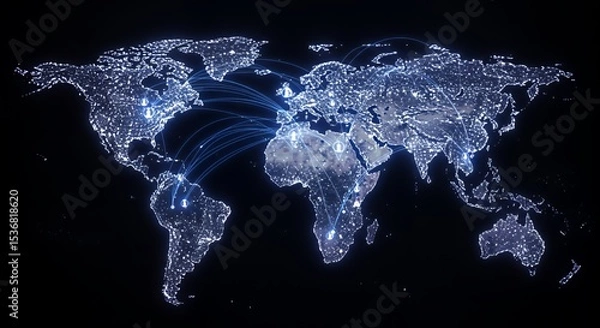 Obraz Global Network Connections: A Visualization of Worldwide Interconnectivity