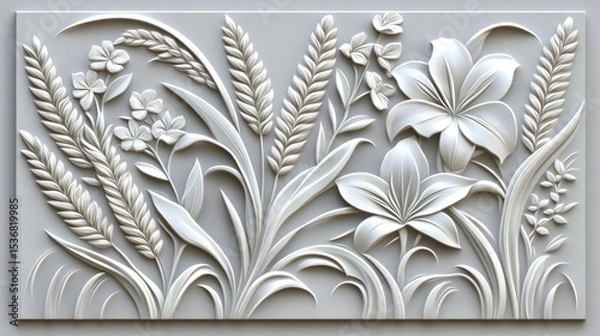 Obraz Ornate floral bas-relief design.