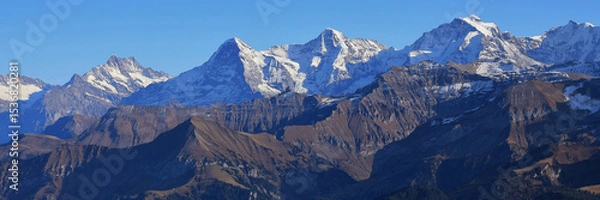 Fototapeta Famous mountain range Eiger, Monch and Jungfrau, Switzerland.