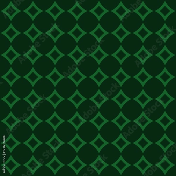 Fototapeta Seamless funeral pattern, superellipse on dark green background, diagonal, square