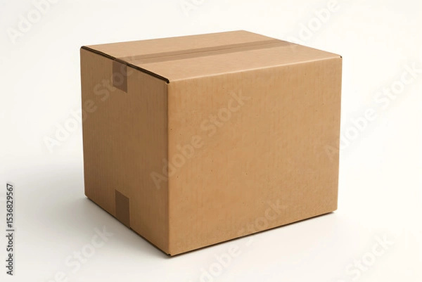 Obraz Sealed kraft parcel box mockup for ecommerce usage

