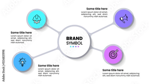 Obraz Infographic template. 4 linked circles with icons