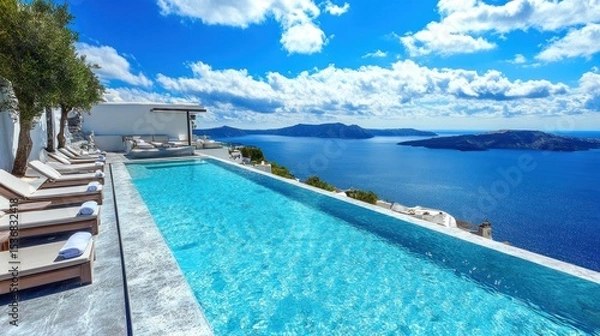Obraz Stunning infinity pool with breathtaking ocean views.