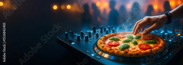 Fototapeta pizza dj party italy pizzaparty, generative ai