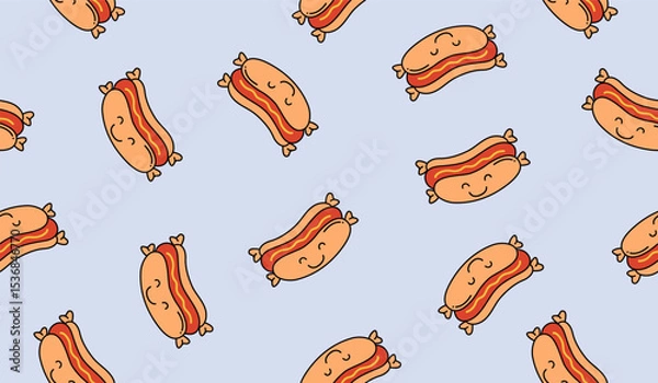 Obraz Cute cheese hot dog pattern background vector design
