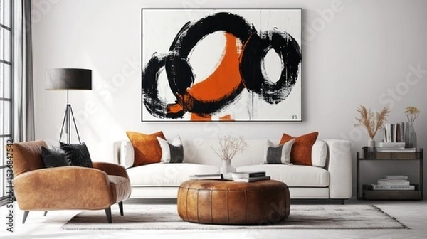 Fototapeta Modern living room with abstract art (1)