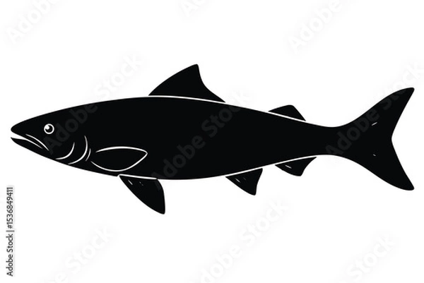 Obraz Salmon fish Silhouette Vector elements, simple elegant salmon fish icon flat design.