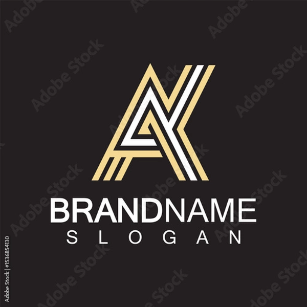 Fototapeta Alphabet Letters  AK or KA logo design template
