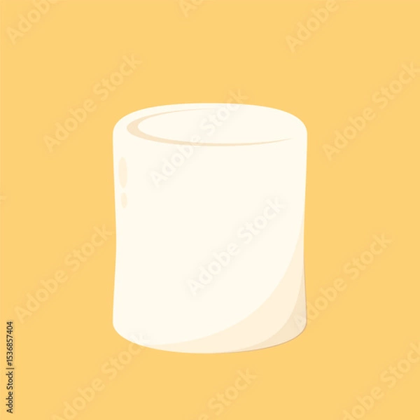 Fototapeta White marshmallows isolated on yellow background.