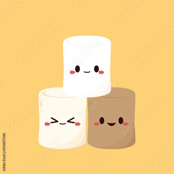 Fototapeta Charred marshmallow. Marshmallow Burnt. Marshmallow character isolated vector.