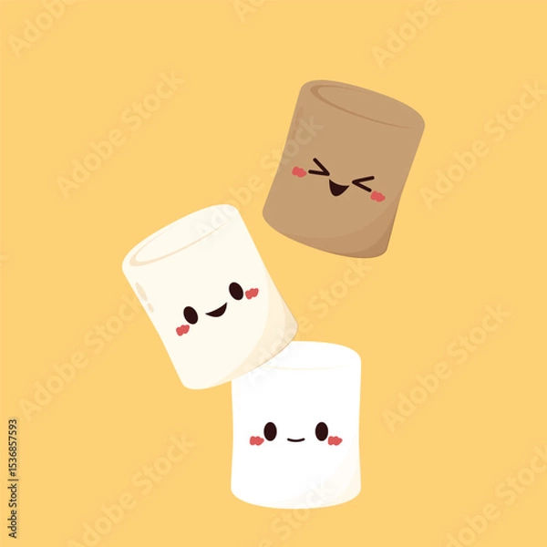 Fototapeta Charred marshmallow. Marshmallow Burnt. Marshmallow character isolated vector.