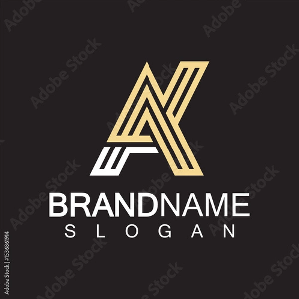 Fototapeta Alphabet Letters  AK or KA logo design template