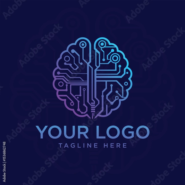 Fototapeta AI Technology Brain Circuit Logo Design