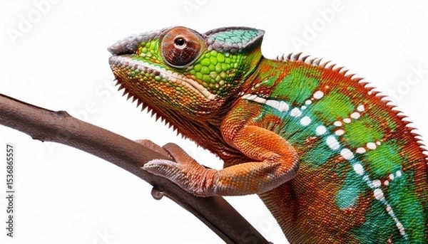 Fototapeta chameleon isolated on white background. AI Generate