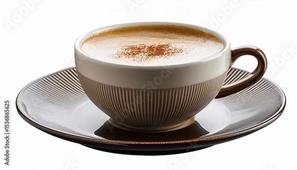 Fototapeta cup of cappuccino isolated on white background. AI Generate